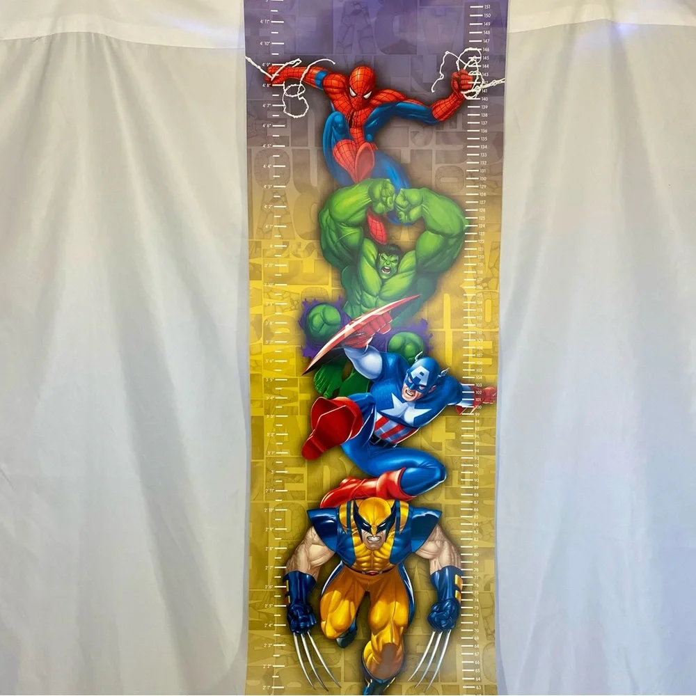 Marvel Superhero Kids Growth Chart Wall Decor Vintage 2007 NWOT